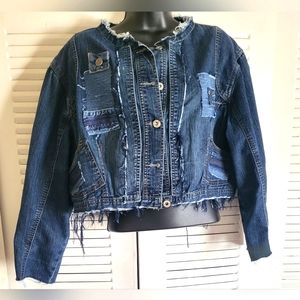 Patchwork Ashley stewart denim jacket ,handcrafted 4 pockets,excellent